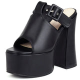Large Size 46 Women Solid Slip On Buckle Peep Toe Platform Shoes High Heel Sexy Quality Pumps Women