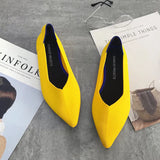Womens Stretch knitted mixed color moccasins breathable cozy work shoes brief slip-on fashion ladies flats light driving