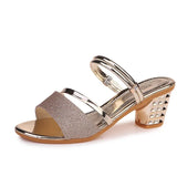 Breakj Drag Women's Shoes Summer New Korean Version Of Sandals Women Coarse Heel In The Toe And Two Shoes And Wear Thick And