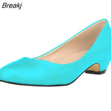 dignified Women's Round Toe Casual Shoes PU Leather Low Heels Pumps Flat wedding shoes