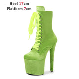 And Winter Fashion Pole Dance Show Shoes 20CM Hate Sky High Flock Mid-Calf Boots Women Sexy Platform Zipper High