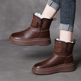 Breakj Integrated Head Layer Of Cowhide Warm Snow Boots Women Winter New Plus Velvet Thick Cotton Shoes Wool Leather