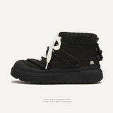Breakj Shoes Winter Thick Soles Plus Velvet Outdoor Cotton Shoes Short Cylinders Snow Boots Men And Women The Same Black Martin