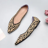 Polyester Shoes Women Spring Flats Pointy Toe Ballerinas Ladies Stretch Knitted Loafers Femme Daily Dress