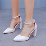 Breakj Cm Coarse Heel Sandals Mary Jane White Wedding Large-Size Sandals 42 Yards High Heels Spring And Summer Sandals