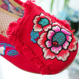 Breakj Embroidered Single Shoes Cloth Shoes Oxford Soft Sole Walk Casual Dance Shoes Square Dance