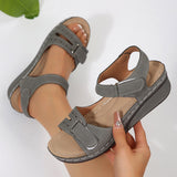 Breakj Summer Women's Thick Bottom Heel Sandals Large Size Fish Mouth Wearing A Word Slope And Thick-Soled