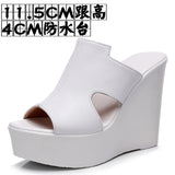 Breakj Hollow Waterproof Table Thick Bottom One-Word Drag High Slope And Fitting Room Slippers Soft Bottom Loose Cake 4243 Women Cold