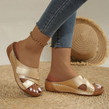 New Summer Slope Heel Slippers Large Size Women's Shoes Leisure Fashion Heeled