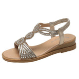 Breakj 2025 Summer New Water Drill Slope Heel Sandals Women With Roman Toe Fashion Sandals