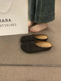 Breakj Niche Hand-Woven Hollow Breathable Bag Half Slippers Women Wear Roman Wind Thick Bottom Muller