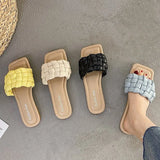 Brand New Women Weave Slippers Women Flat Open Toe Sandals Hot Fashion Design Leisure Shoes Charm Office Women Flip