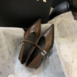Breakj Low-Heeled Shoes Small Fragrant Wind Tip Single Shoes Women 2025 Spring And Autumn Mary Jane Women's Shoes Coarse