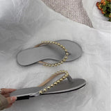 Breakj Pearl Leather Flat-Bottomed Flip-Flops Women Wear The New Summer 2025 Summer New Trendy Beach Feet Cool