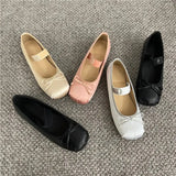 Square Head Ballet Shoes Women's Shoes 2024 New Spring Minority Evening Mary Jane Peas