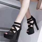 High Heel Women's Shoes 14Cm Ultra High Thick Heel Summer Sandal Model Runway Show Stage Performance