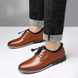 New Men Shoes Leather Cowhide Leather Shoes Men Comfortable Low-top British Casual Single Shoes Leather Shoes Formal
