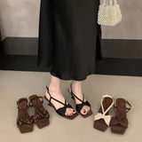 Breakj New French Temperament With Square Slope And Niche Design And Commuting High Heel Sandals
