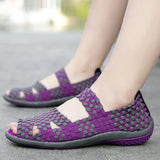 Sandals Handmade Woven Flat Shoes Woman 2020 Summer Fashion Breathable Casual Slip-On Colorful Female