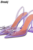 Bowknot Women Pumps Clear Heels For Women Transparent Shoes Summer PVC Slingback High Heel Sandals Ladies Jelly