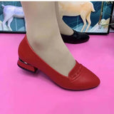 Soft Leather Single Shoes Female 2023 Spring And Autumn New Anti-Skid Soft Sole Comfortable Thick Heel Fashion Pointed One Foot Pedal Mother