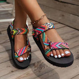 Breakj New Fashion Flat Beach Sandals Women's Thick-Soled Magic Stick National Wind Toe Women's