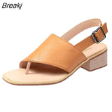 thick heel sandals women's clip toe buckle fashion women's sandals solid color versatile women's