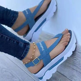 Breakj Summer Large-Size Slope Heel Buckle With Sandals Women In Southeast Asia Wearing Rome Comfortable And