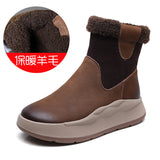 Breakj Velvet Snow Boots Winter Thick Cotton Boots Girl Retro Color Layer Kraft High Help Short Boots Plus