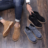 Breakj Warm Overalls Leather Boots Short Boots Men's Boots Round Boots Fashion And Velvet Cotton Boots Martin Boots Fashion Boots
