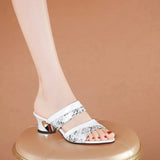 New Two Wear Sandals Wear Fashionable Women's Shoes Hollow Out Korean Version Of Thick Heel Sandals Middle-Aged And Elderly Mother
