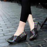 Women Plus Size 35-42 for Women 2024 Wedges Platform Sneakers Fashion Weave Hollow Ladies Loafers Slip-on Casual