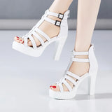 Summer New Medium Heeled Sandals For Women 2023 Summer New Soft Soles Hollowed-Out Large Size Roman