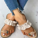 Breakj Large-Size Sandals Women 2023 Summer New Korean Version Of Fashion Wearing Flat-Bottomed Cold