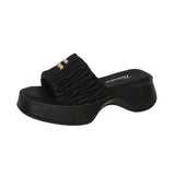 Shoe Female 2023 Summer New Small Fragrant Wind Fashion One-Word Drag Fold Recreational Platform
