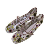 Breakj Flowers Embroidery Net Eye Ballet Flat Shoes Retro Word With Mary Jane Single Shoes National Style Net Shoes