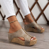 And Cool Slippers Popular Summer New Round Head Thick Bottom Roman Sandals Women Large Size Fish Mouth Loose Cake