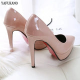 Womens Pumps European American Style Shallow Mouth Sexy Platform High Heels Stiletto Single Shoes Red Wedding