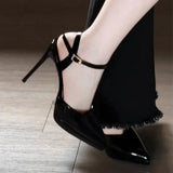 Breakj Temperament Thin Heel Waterproof Black High Heels With Thick Background Bare Color Pointed Summer Wearing