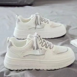 Breakj Breathable Thick-Bottomed Small White Shoes 2025 New Student Leisure Sports Board Shoes Bump Color Tie Women's