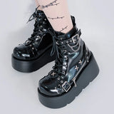 New Gothic Style Platform Vampire Cosplay Women Mid-calf Boots 2023 Winter Wedges Comfy Women Motorcycle Boots