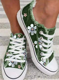 Shoes for Women 2022 Retro Floral Print Canva Shoes Female Fashion Student Spring Flat Lace-up Sneakers Casual Shoes