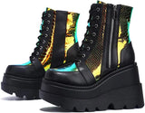 Winter New High Heels Female Dazzling Slope Heel Side Zipper Boots Children's Large Size Women's
