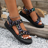 Breakj New Fashion Flat Beach Sandals Women's Thick-Soled Magic Stick National Wind Toe Women's