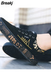Spring Autumn New Men's Flat Shoes Fashion Comfortable Breathable Canvas Lace Casual
