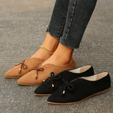 Women's Shallow Large-Size Flat-Soled Women's Shoes New Soft Soles Comfortable Bow Tip Korean Version Of Low-Helper