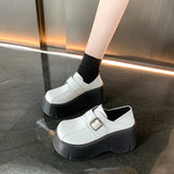 Breakj Leather Shoes 2024 Spring And Autumn New Metal Belt Buckle Waterproof Platform Platform With Mary Jane Love Single Shoes