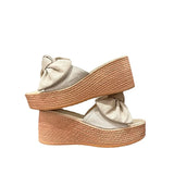 Breakj Slope And Slippers Women 2025 Spring And Summer New Thick-Bottomed Bow One-Word Fashion Cold