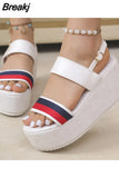 Womens Flat Sandals Summer Open Toe Wedge Plus Size 43 Women's Back Strap Comfort Casual Women's Sandals Sandalias De