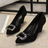 Breakj Hefque Fashion Single-Shoe Women 2025 Spring New Fashion Water Diamond Head Light Moussed Soft Bottom Not Tired Heeled